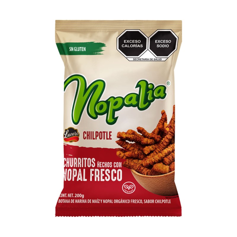 Churritos De Nopal Nopalia Chipotle 200 G 24 Piezas